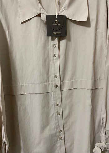 Bej Düğmeli Kadın tunik Gömlek - Görsel 3