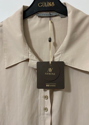 Bej Düğmeli Kadın tunik Gömlek - Görsel 2