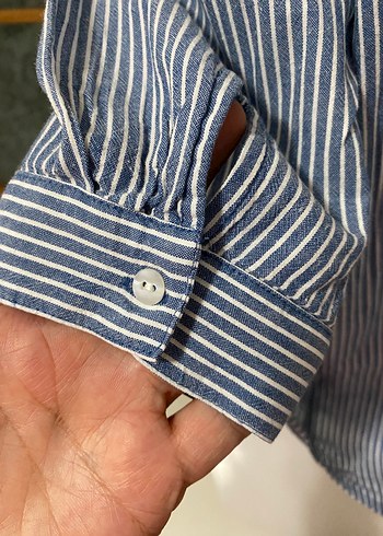 Nakışlı Mavi Kadın Gömlek - Görsel 7