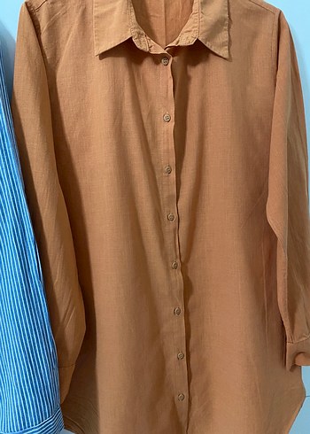 Nakışlı Mavi Kadın Gömlek - Görsel 4