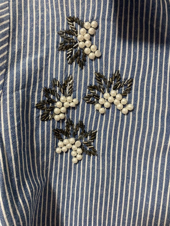 Nakışlı Mavi Kadın Gömlek - Görsel 3