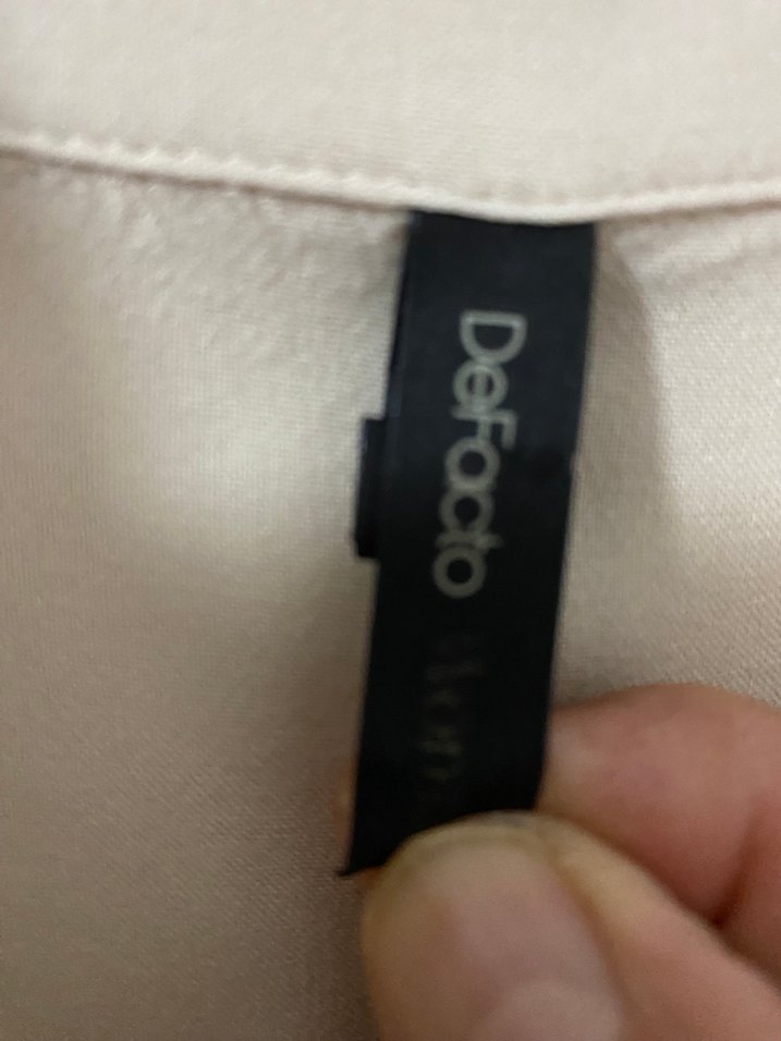 Düğmeli Uzun Kollu bej renk pamuklu Gömlek - Görsel 5