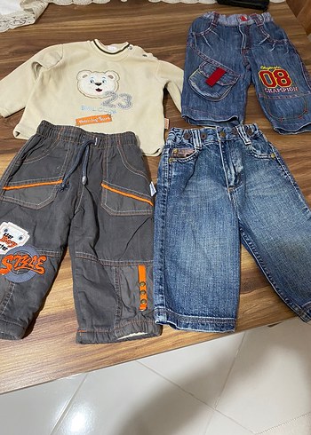 Erkek Bebek Kot Pantolon ve Sweatshirt Seti - Görsel 4