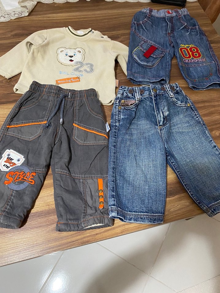 Erkek Bebek Kot Pantolon ve Sweatshirt Seti - Görsel 4