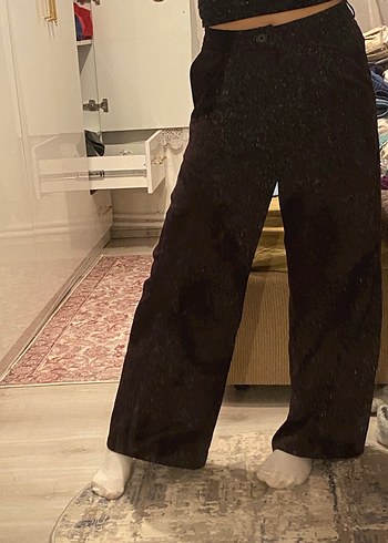 Kadın siyah Midi Kumaş Pantolon - Görsel 3