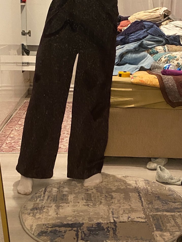 Kadın siyah Midi Kumaş Pantolon - Görsel 4