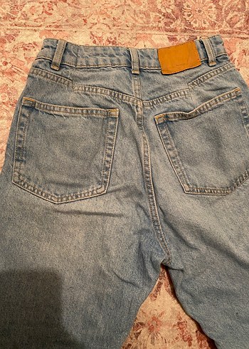 Düğmeli Midi Boy Rahat Kesim Mavi Denim Pantolon - Görsel 4