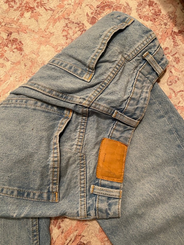 Düğmeli Midi Boy Rahat Kesim Mavi Denim Pantolon - Görsel 3