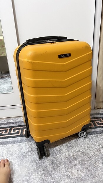 Mçs marka kabin boy sarı sağlam valiz