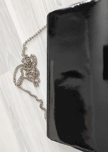 Beden siyah Renk Zincir Detaylı Siyah Kadın Deri Clutch