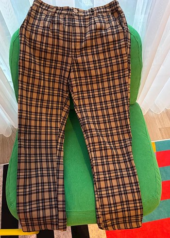 Pull and Bear Ekose Desenli Rahat Pamuklu Pantolon