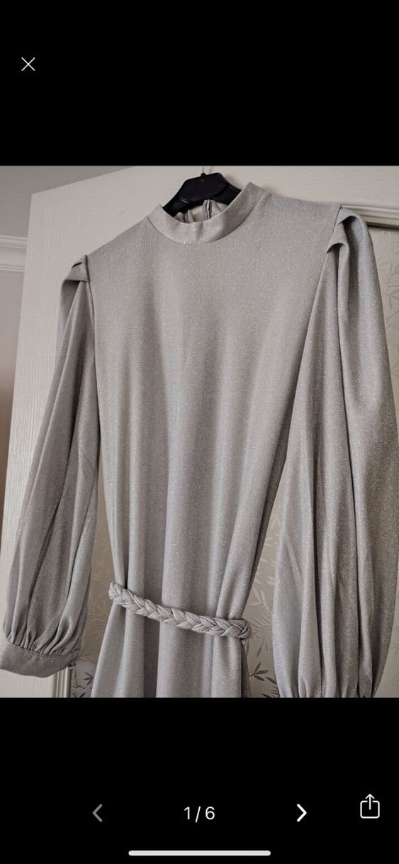 Gri Jesse Drapeli Uzun Elbise elbise sadece 2 kere giyildi - Görsel 5