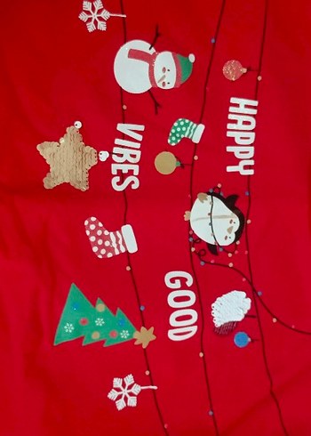 Kız Çocuk Renkli Baskılı Kırmızı Sweatshirt - Görsel 2