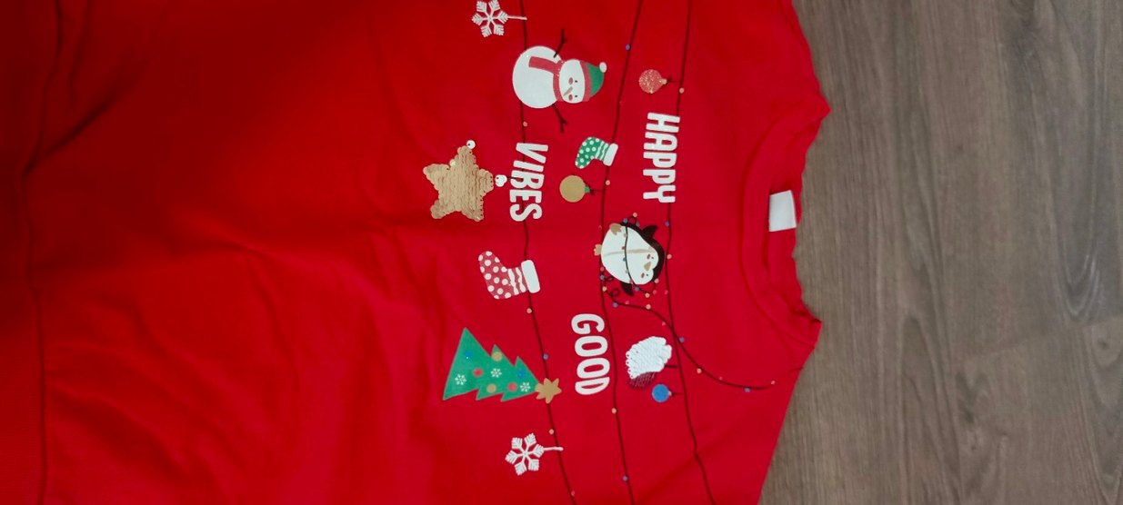 Kız Çocuk Renkli Baskılı Kırmızı Sweatshirt - Görsel 2