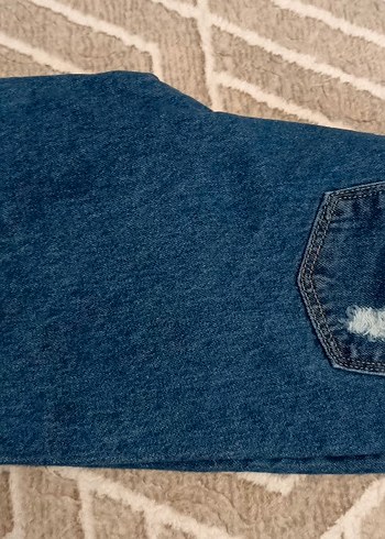 kız çocuk Mavi Bol Kesim Denim Pantolon - Görsel 2