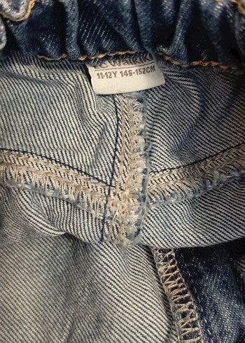kız çocuk Mavi Bol Kesim Denim Pantolon - Görsel 3