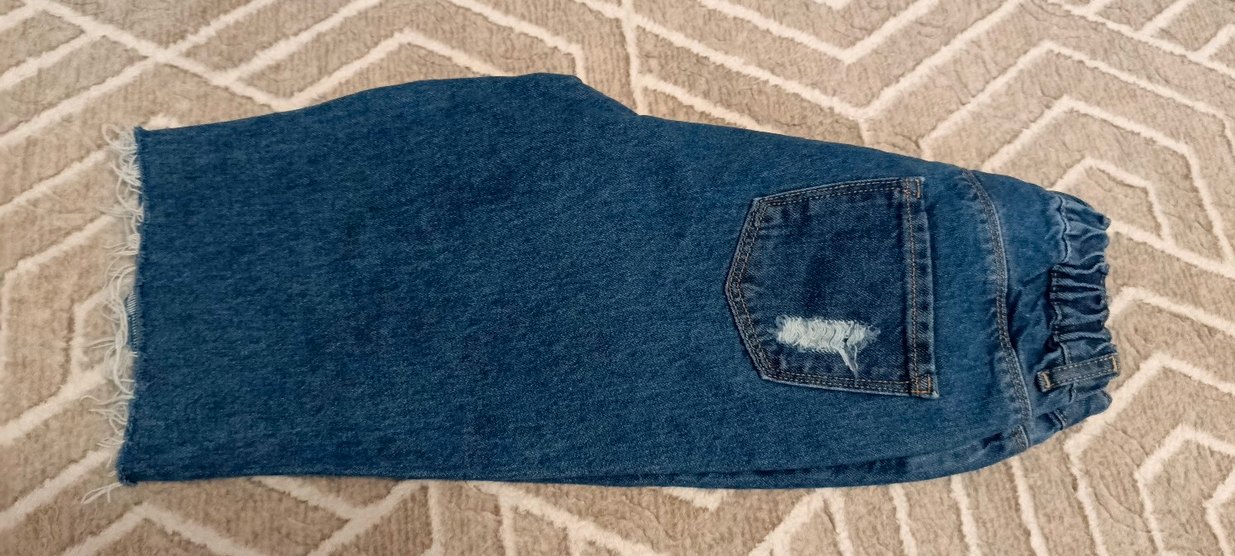 kız çocuk Mavi Bol Kesim Denim Pantolon - Görsel 2