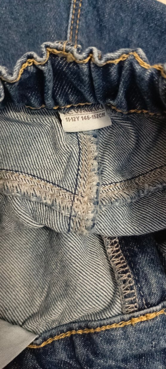 kız çocuk Mavi Bol Kesim Denim Pantolon - Görsel 3