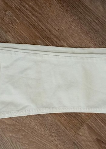 Beyaz Midi Pamuk Kumaş Kadın Pantolon - Görsel 2