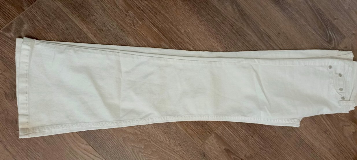 Beyaz Midi Pamuk Kumaş Kadın Pantolon - Görsel 2