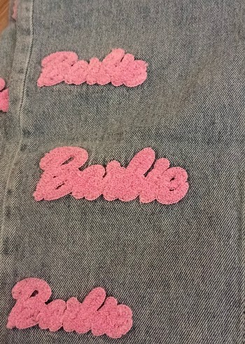 Pembe Nakışlı Düğmeli K çocuk Denim Pantolon - Görsel 2