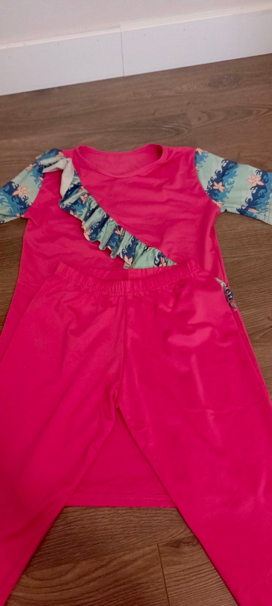 Renkli Baskılı Kız Elbisesi Ruffles ile - Görsel 2