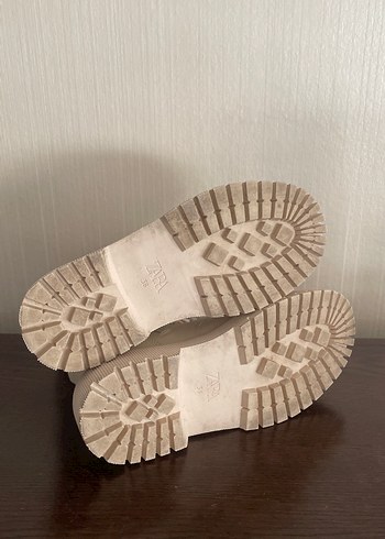 Bej Deri Platform Topuklu Kadın Bot - Görsel 5