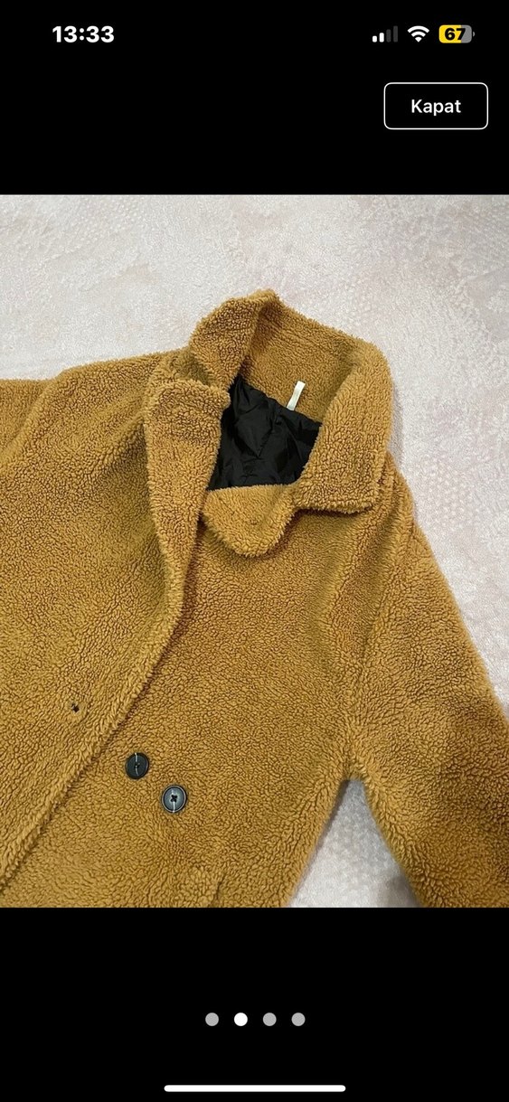 Düğmeli Uzun Kahverengi Kadın Kaban - Görsel 2