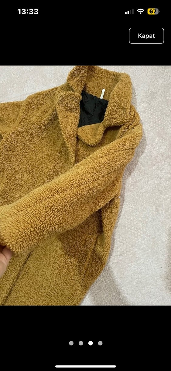 Düğmeli Uzun Kahverengi Kadın Kaban - Görsel 3