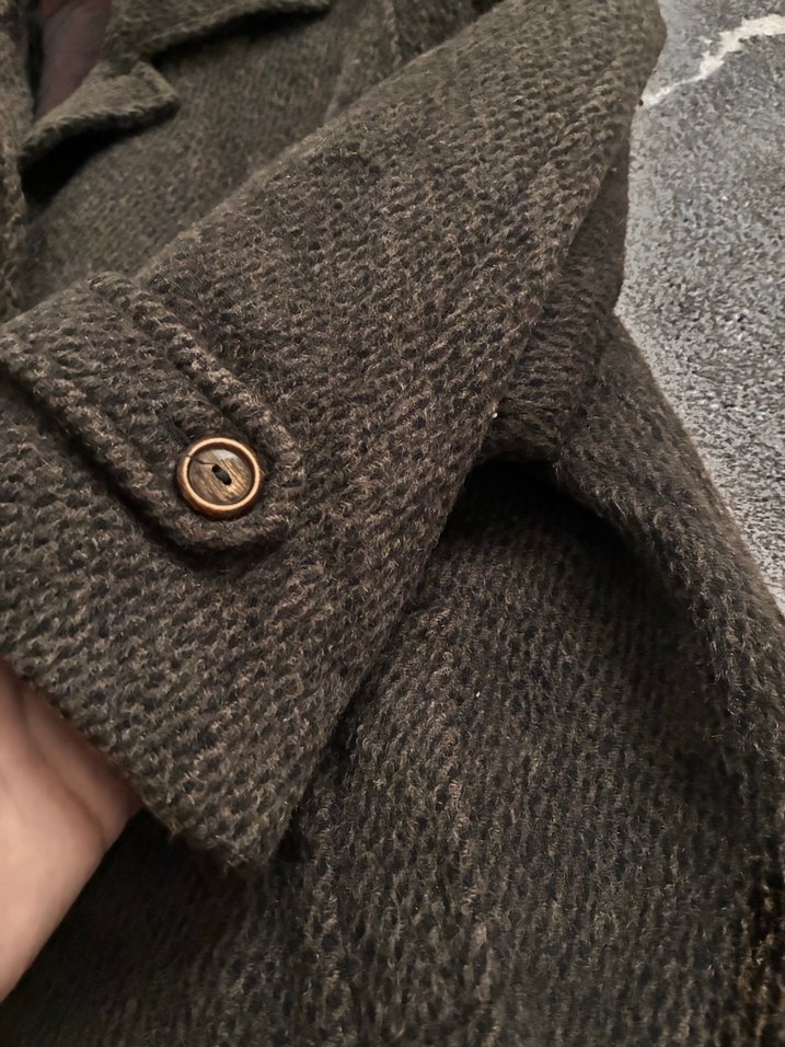 Düğmeli Kahverengi Kadın Uzun Yün Kaban - Görsel 3