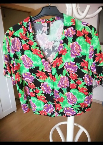 Çiçek Baskılı Renkli V Yaka Kadın Tunik - Görsel 3