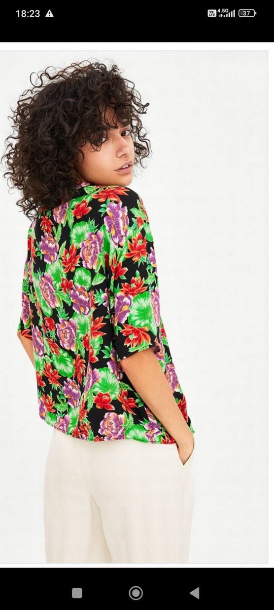 Çiçek Baskılı Renkli V Yaka Kadın Tunik - Görsel 2