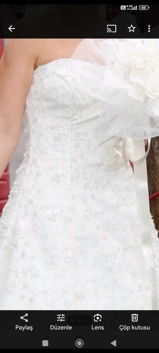 Beyaz Straplez A Kesim Uzun Gelinlik - Görsel 2