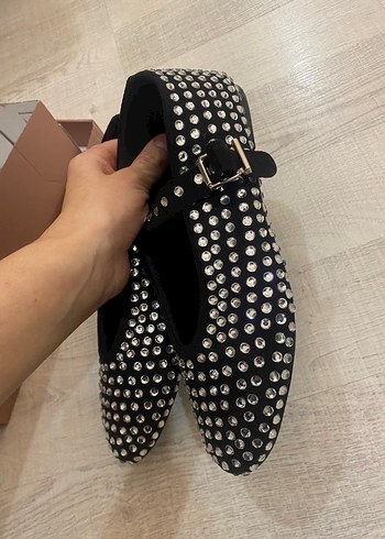 Marjin Perçinli Tokalı Siyah Rock Punk Babet