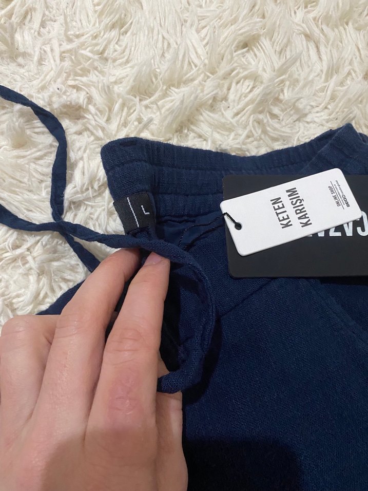 Erkek lacivert keten pantolon - Görsel 4