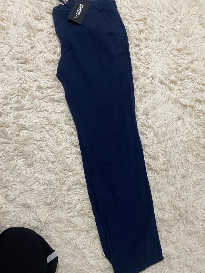 Erkek lacivert keten pantolon - Görsel 2