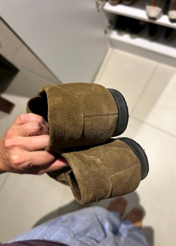 Zara Kahverengi Süet Tokalı Topuklu Kadın Loafer