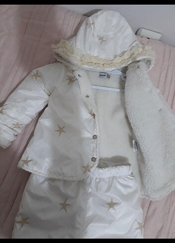 Kız bebek mont pantolon 2 li takim 9-12 ay