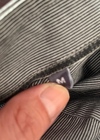 Gri pamukluErkek Gömlek, Uzun Kollu, Düğmeli - Görsel 3