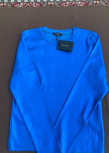 Mavi parlak Kadın Uzun Kollu Saten Kazak - Görsel 4