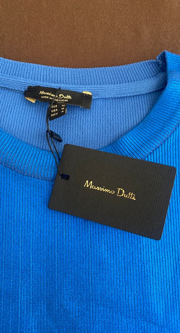 Mavi parlak Kadın Uzun Kollu Saten Kazak - Görsel 3