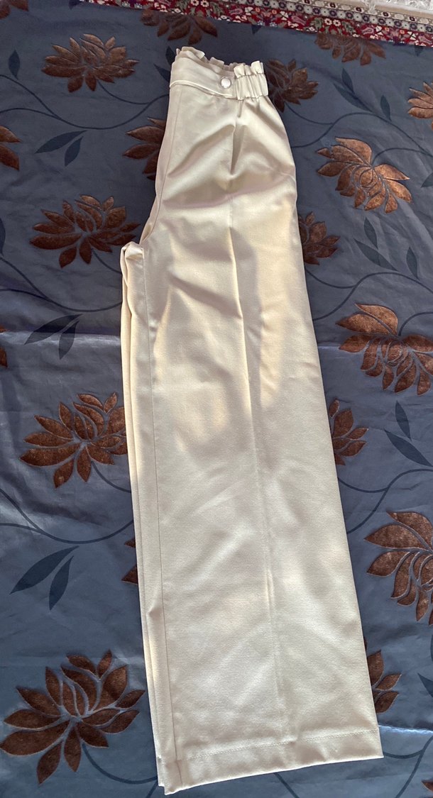 Beyaz Pilili Kadın Kumaş Pantolon - Görsel 4