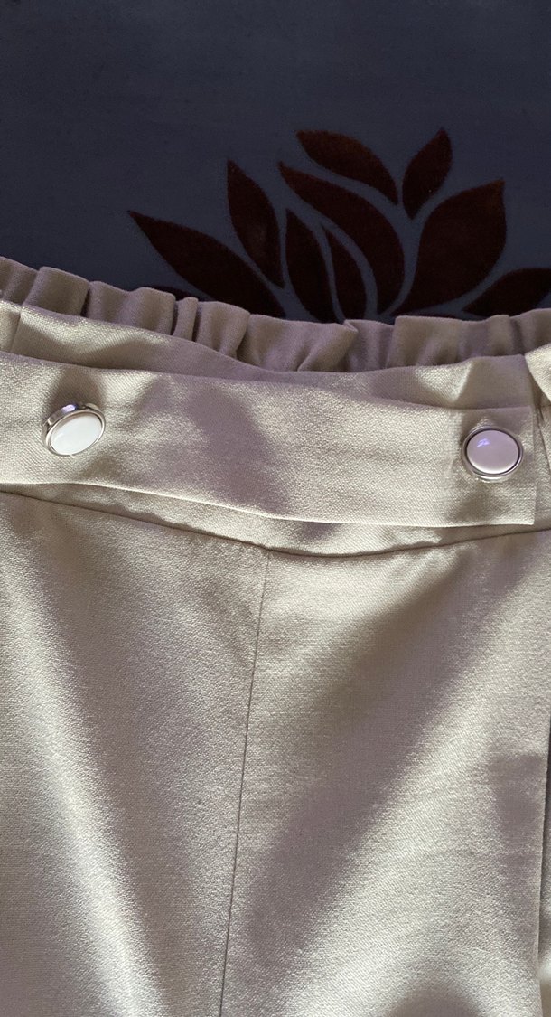 Beyaz Pilili Kadın Kumaş Pantolon - Görsel 2