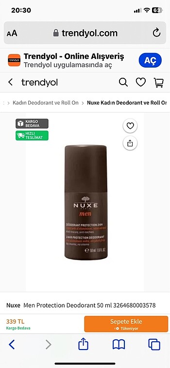Nuxe erkek roll on