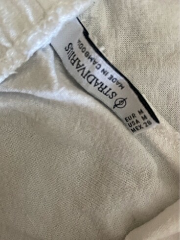 Stradivarius Beyaz bayan keten pantolon