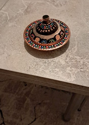 Etnik Desenli Çok Renkli Bakır Tabak - Görsel 11