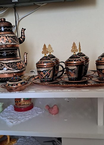 Etnik Desenli Çok Renkli Bakır Tabak - Görsel 2