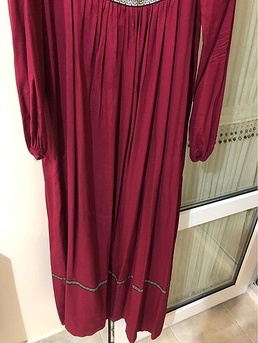 52 Beden bordo Renk Robalı elbise