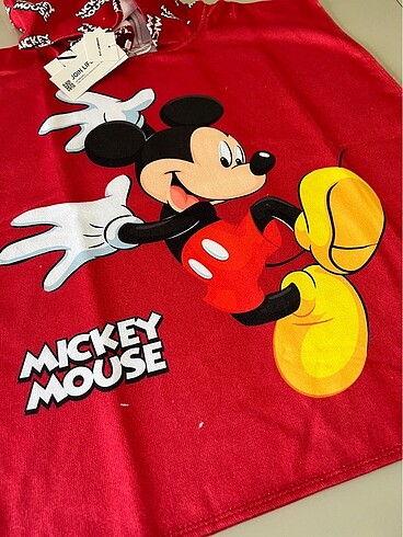 Standart Beden Beden kırmızı Renk Mickey havlu panço