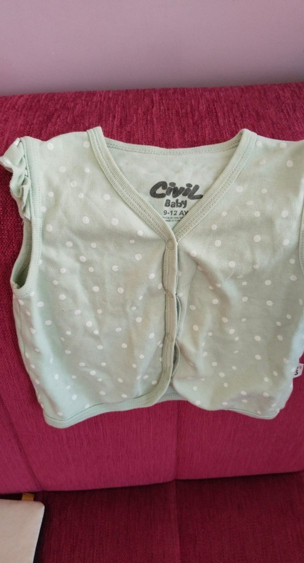 Kız Çocuk Düğmeli Pamuklu Yelek - Görsel 2